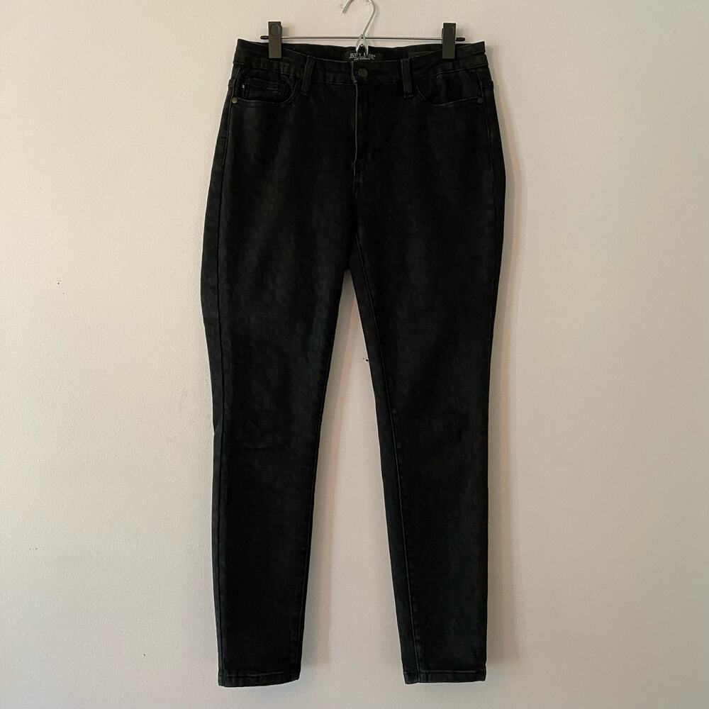 Judy Blue Skinny Fit Black Cheetah Print Jeans Pants Stretch Women's size 9 / 29